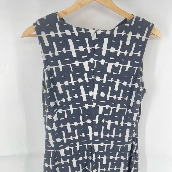 Banana Republic Women's Sheath Dress Midi Mod Plaid Ponte Drape Neck Gray Size 4 - Picture 7 of 11